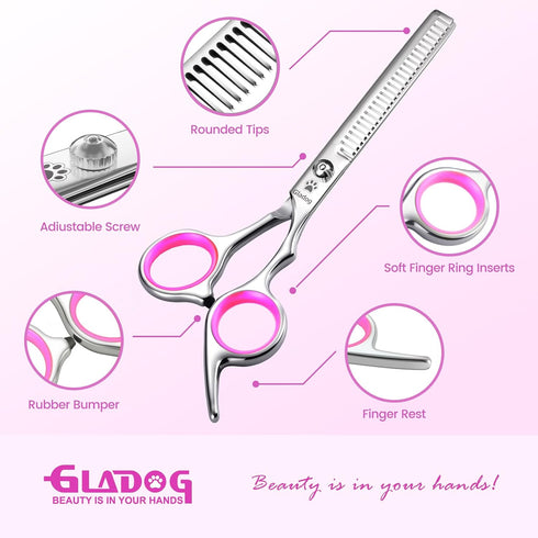 4 1 Set GLADOG Professional in Dog Grooming Scissors with Safety Round Tips, Sharp and Heavy-duty Pet Grooming Shears