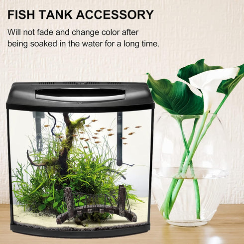 POPETPOP Aquarium Resin Bridge, Fish Tank Landscape Decor for Guppy, Betta, Shrimps, Turtle Climbing Platform