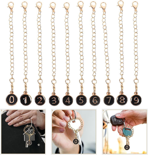 10pcs Backpacks BESPORTBLE Black Metal Hanging Cup Chain with Lobster Clasp, Decorative Number Charms for Tumbler
