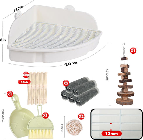RUBYHOME Chinchilla 20 13.2 6 Rabbit Litter Box Large Bunny Guinea Pig Corner Litter Box Potty Trainer Bigger Pet Pan