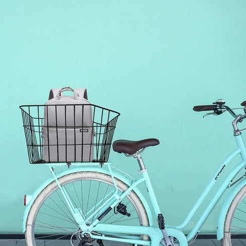 RAYMACE Rear Bike Basket with Waterproof Cover, Bicycle Cargo Rack Storage for Back Under Seat