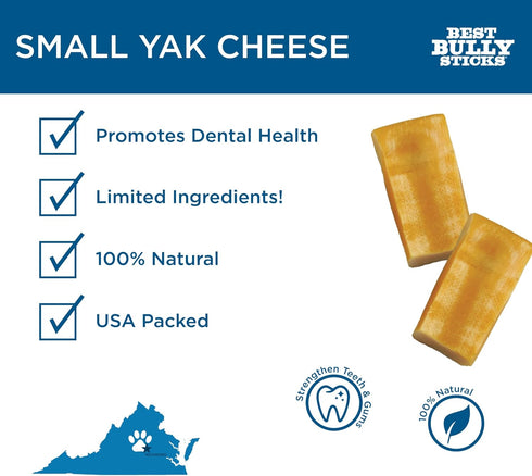 Best Bully Sticks Himalayan Yak Cheese for Dogs, Small 4 Pack - Natural Yak Chews for Dogs - Lactose Free Odor Free - Long Lasting Dog Chews