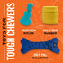 BULLYMAKE Blue Tough Chew Controller Toy for Dogs, Durable Nylon Dog Toys for Aggressive Chewers, Dental Stimulating