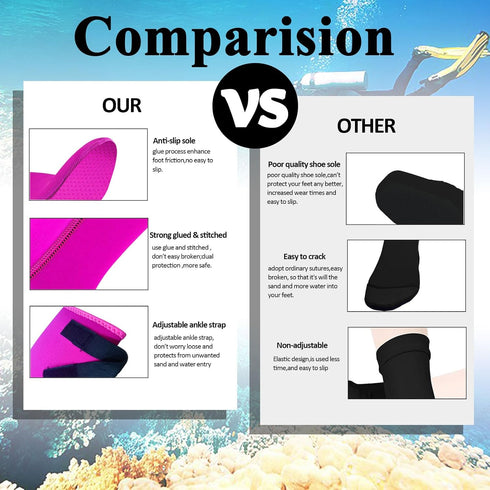 Neoprene Water Socks for Men Women Kids, 3mm Anti-Slip Beach Socks for Kayaking, Snorkeling, Diving