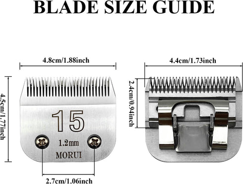 15 Cut Length 3/64"(1.2mm) Detachable Pet Dog Clipper Blades, UltraEdge Series Compatible with Andis & Wahl