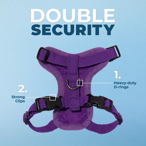 Voyager Step-in Lock Adjustable Cat Harness with Leash Combo Set, Neoprene Handle 5ft, Purple, XXS