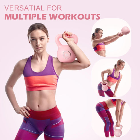 KHTO Kettlebells Fitness Exercise-Pink Strength Training Kettlebell Sets, Dumbbell Weights for Home Gym Equipment