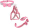 Bowtie Dog Collar & Harness & Lead Sets, Comfortable Soft Puppy Collar with Diamante, Pink - XS