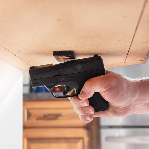 Gun Holder, Rubber Coated Magnetic Concealment Mount for Pistols, Rifles, and Shotguns for Hidden Storage