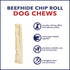 Pet Factory 100% Made in USA Beefhide 5" Chip Rolls Dog Chew Treats, Natural Flavor, 18 Count