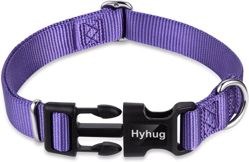 Hyhug Pets Solid Color Classic Regular Soft Nylon Collar for Medium Breeds Dogs, Ultra Violet
