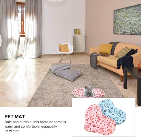 2pcs Set balacoo Small Pet Sleep Mat Hamster Warm Pad and Guinea Pig Insulated Cushion, Soft Fleece Nesting Pads