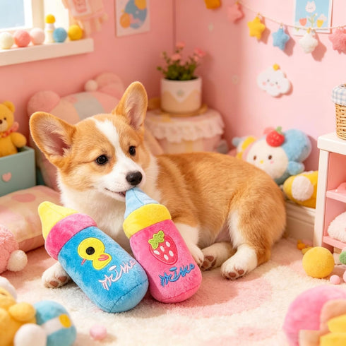 XWTMIM 2 Pack, Plush Dog Bottle Squeaky Toy for Dogs, Small Dog Toys Toy for Small Breed