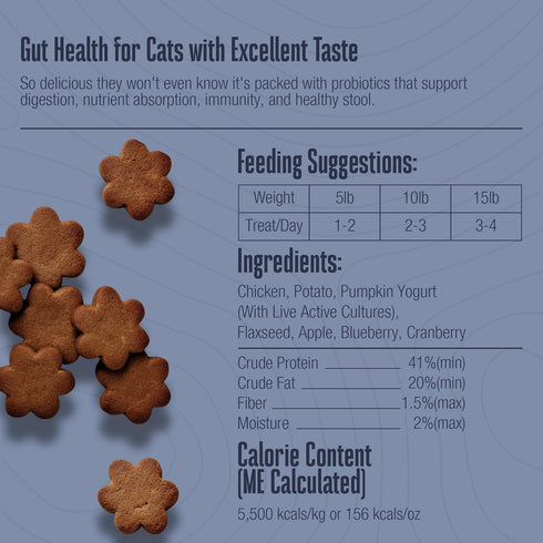 Whole Life Cat Living Treats for Cats – Human Grade Probiotics for Gut Health, Natural Digestive Support, Chicken &