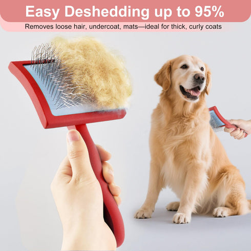 Slicker Brush for Dogs, Slicker Brush for Doodles Long Haired Dog, Goldendoodle Long Pin Detangler for Dematting, Dog