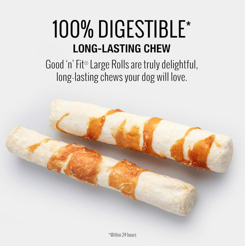 Good ‘n’ Fit Rolls Made with Real Venison, 2 Large Rolls - Long-Lasting and Highly Digestible Rawhide Chew