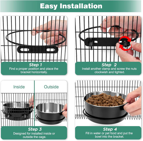 2 Pack No Spill Dog Crate Water Bowl, Hanging Kennel Bowls for Pet Cage Accessories