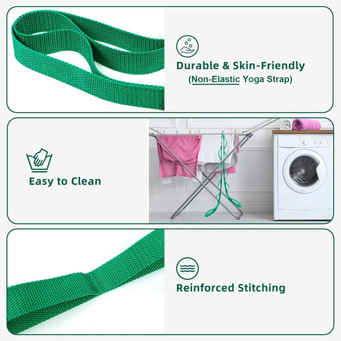 Stretching Strap Yoga Strap for Physical Therapy, 10 Loops Yoga Straps for Stretching, Non-Elastic Stretch Strap for Pilates, Flexibility, Exercise, Stretch Band for Women & Men by Abiarst