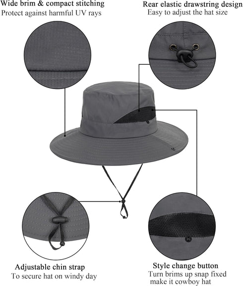 Sun Hat for Women - Summer UV Protection Wide Brim Fishing Bucket Hat