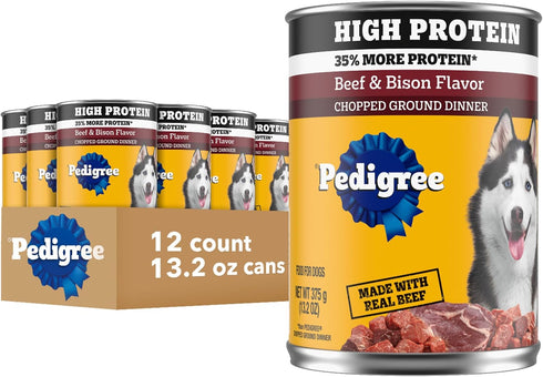 Pedigree High Protein Wet Dog Food, Adult Soft Canned Dog Food, Beef
