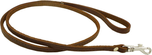 4' Genuine Leather Classic Dog Leash Brown 3/8" Wide for Smallest Breeds and Young Puppies