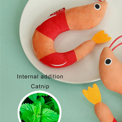 WOZUN Plush Shrimp Cats Toy Catnips Peppermint Bells Dolls Promotes Exercise and Reduces Boredom Washable Shrimp