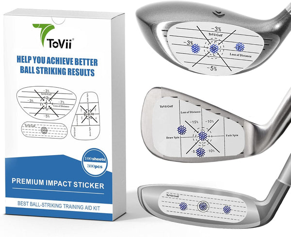 ToVii Golf Impact Tape Set, 300Pcs ~600Pcs Self-Teaching Stickers for Woods Irons Putters