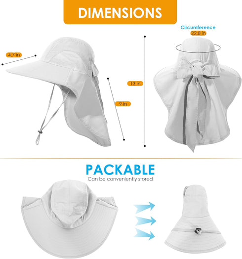Women's Sun Hat with UV Protection, Foldable Waterproof Wide Brim Bucket Hat for Summer Activities