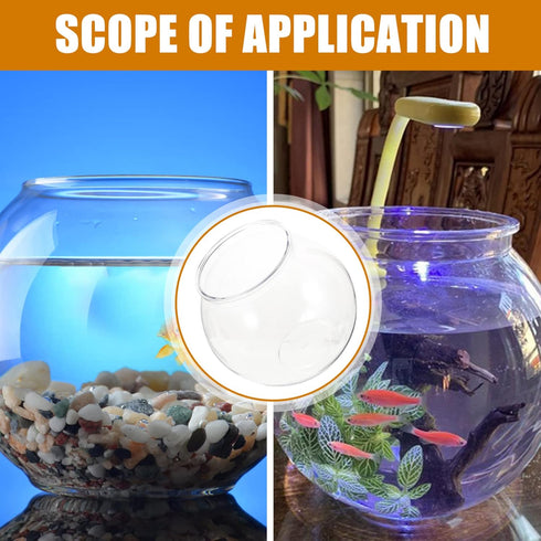 POPETPOP Plastic Fish Bowl, Transparent Small Aquarium for Betta Fish, Round Plastic Fish Bowl (7.07X7.07X6.29in)