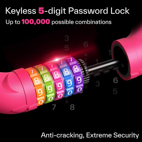 Sportneer Bike Lock: 5 Digit Combination High Security Anti Theft Chain Lock - 3.2ft Heavy Duty Keyless Bicycle Lock