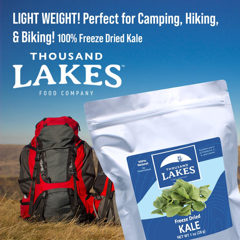 Thousand Lakes Freeze Dried Vegetables - Diced Kale 2-pack, 100% Kale Flakes, No Salt Added