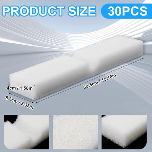 30 Pcs Aquarium Foam Filter Pads - 30ppi Replacement White Filter Pads for Fluval Fx4, Fx5, Fx6