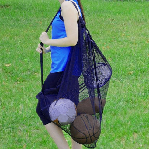 Heavy Duty Mesh Ball Bag, Drawstring Sport Equipment Storage for Basketball, Soccer, Swimming Gear
