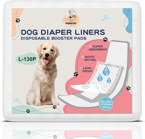 Dog Diapers Liners Large, 130 Ct, Super Absorbent Diaper Pads for Male