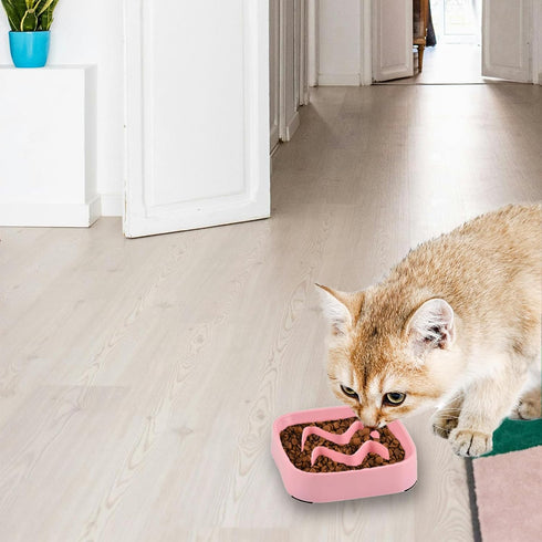 2 PACK Pink Silicone Slow Feeder Dog Bowls for Small Breeds, Prevents Overeating for Dogs & Cats