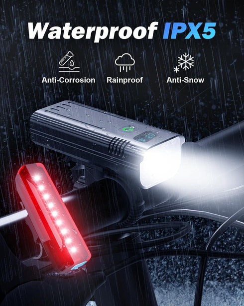 Victoper Bike Light Set, High Lumens Super Bright USB Rechargeable Headlight & Tail Light, 6+4 Modes, Waterproof