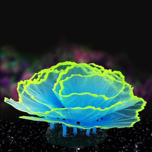 Besimple Artificial Coral Ornament, Glowing Effect Resin Aquarium Plants for Fish Tank Decorations in Blue