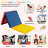 6 2 2 GYMAX Folding Gymnastics Mat, Tri-fold x x Exercise Mat with Carrying Handles, Waterproof PU Leather, Hook & Loop