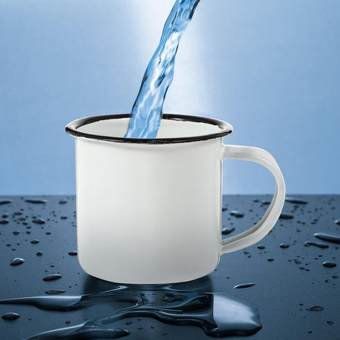 Lurrose Enamel Cup, Large Classic Camping Mug with Handle for Coffee, Tea, Milk, White Camping Cookware