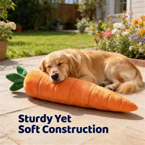 Generic (29.5inch) Giant Carrot Dog Toy, Puppy Teething Toy with Squeaker & Crinkle, Indoor Outdoor Play