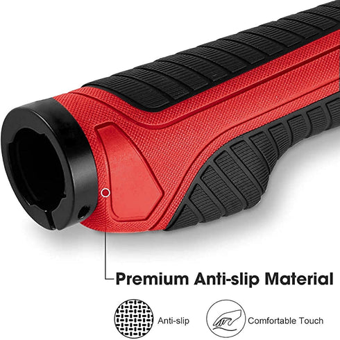 ROCKBROS Mountain Bike Grips, Double Aluminum Clamp Lock On Handlebar Grips for MTB BMX, Black Grey Red Green
