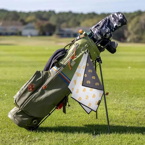 Golf Towel Bitcoin - Premium Waffle Pattern Towels with Heavy Duty Carabiner Clip