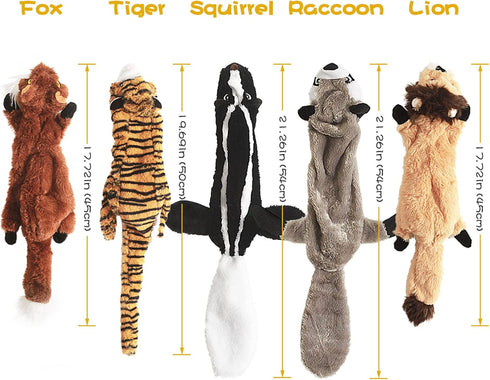 Dog Squeak Toys, No Stuffing Plush Dogs Chew Toy Bundle for Small Medium Large Breed Chewer Tough Durable Squeaky Pet