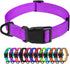 TagME Adjustable Reflective Nylon Dog Collar, Classic Pet Collar with Quick Release Buckle for Medium Dogs, Purple
