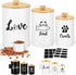 Reallnaive Metal Airtight Cat Treat Container Set of 3 with Bamboo Lids and