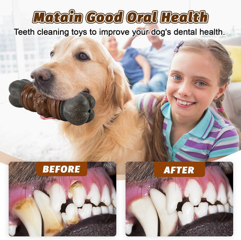 Large Dog Toys for Aggressive Chewers - Tough Indestructible Dog Toy - Long Lasting Dog Bones for Medium/Large Dogs