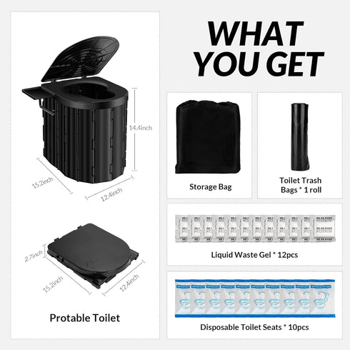 Thallike 12-inch 400 Lbs, Portable Camping Toilet with Pop-Up Privacy Tent, Toilet Seat, Outdoor Portable Folding