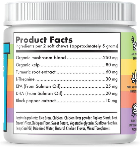 Immune Inflammation (120pcs) Mushroom Complex Treats for Dogs with Reishi, Shiitake, and Turkey Tail Mushrooms