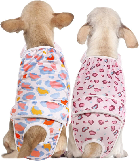 2 Pcs Dog Diaper Suspenders Female, Washable Dog Panties for Dogs in Heat with Cute Leopard Print, Escape Proof Dog