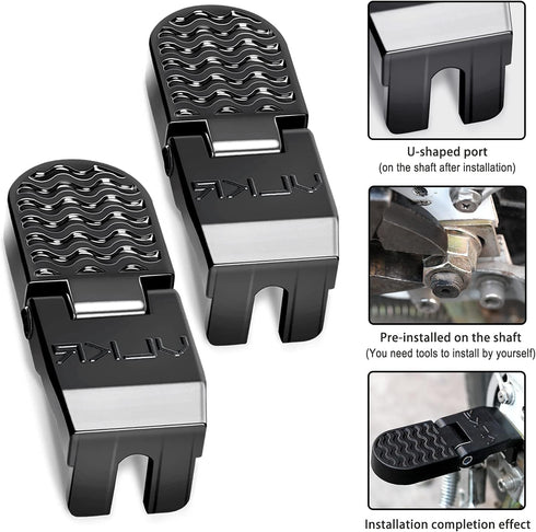TOBWOLF 2PCS E-Bike U Slot Rear Pedals, 10MM / 14MM Aluminum Bicycle Foot Pegs for Mountain Bikes